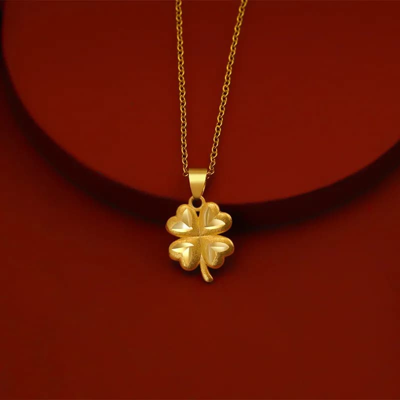 Collana con ciondolo trifoglio fortunato Color oro 18 carati reale per donna uomo gioielleria raffinata oro massiccio genuino per gioielli da sposa da donna