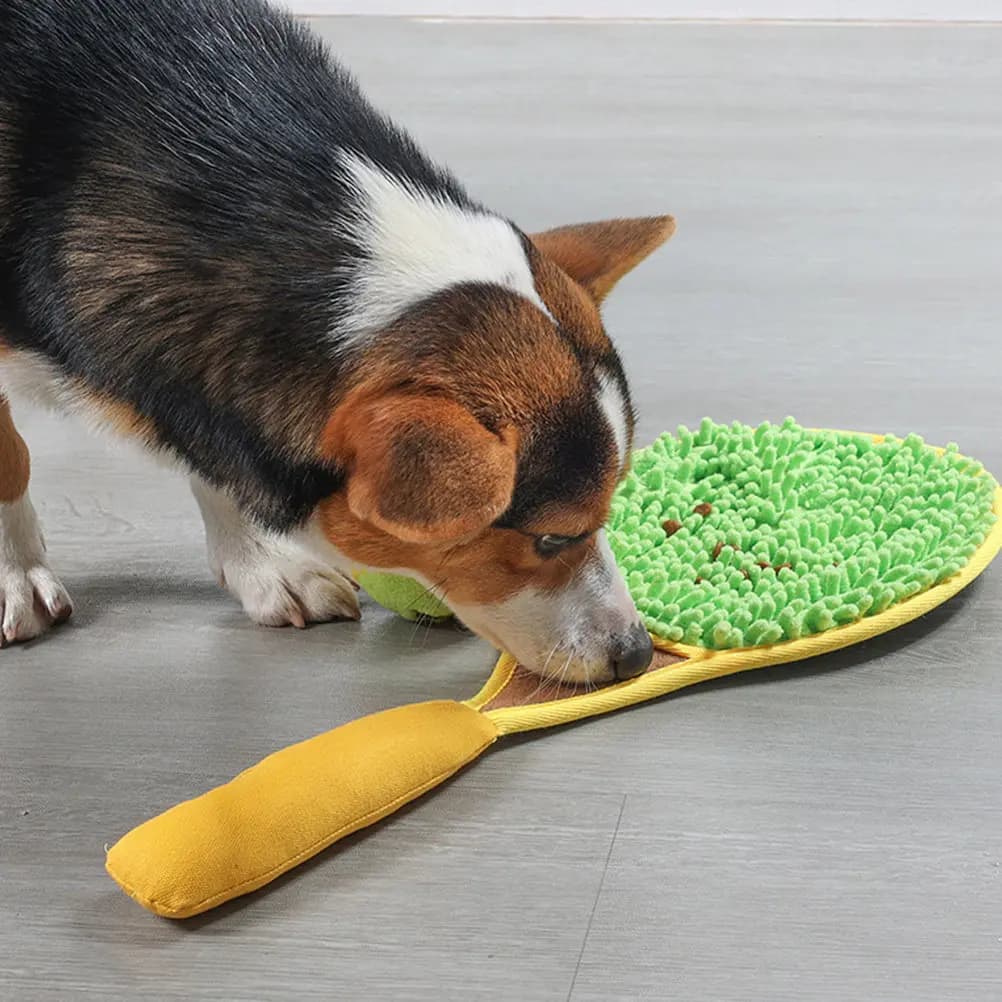 Set di 1 Racchetta da Tennis Interattiva per Addestramento Cani, Giocattolo per Alimentazione Lenta e Stimolazione Olfattiva, Accessorio Resistente all'Usura per Cuccioli