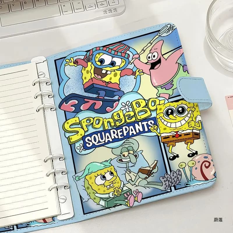 Quaderno in Pelle Morbida con Chiusura Magnetica SpongeBob, Formato A5 A6, Diario Kawaii Cartoon, Agenda per Studenti, Scuola e Casa