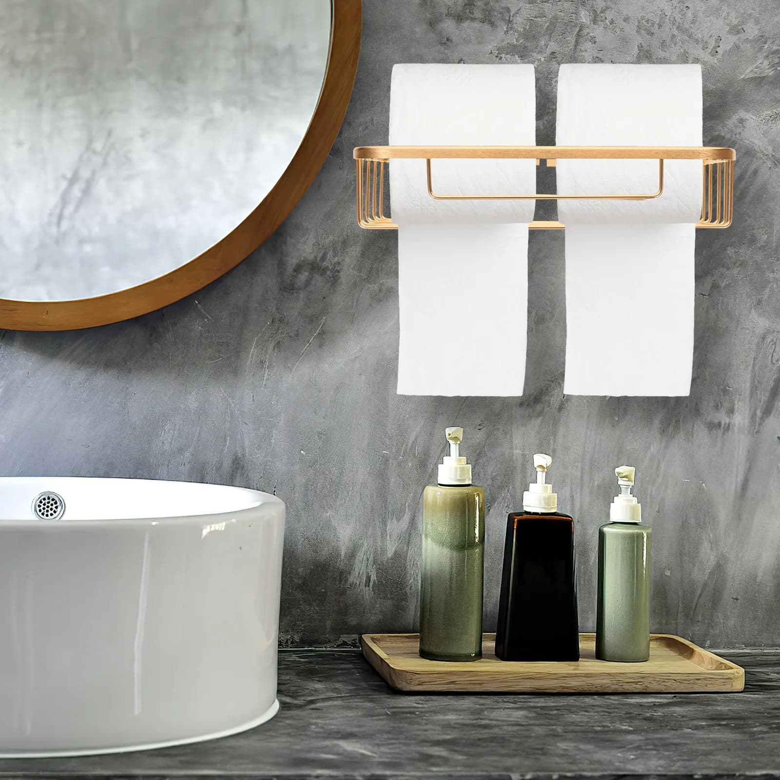 Portarotolo da Parete in Alluminio Robusto, Porta Carta Igienica per Bagno, Cucina, Organizzatore per Toilette
