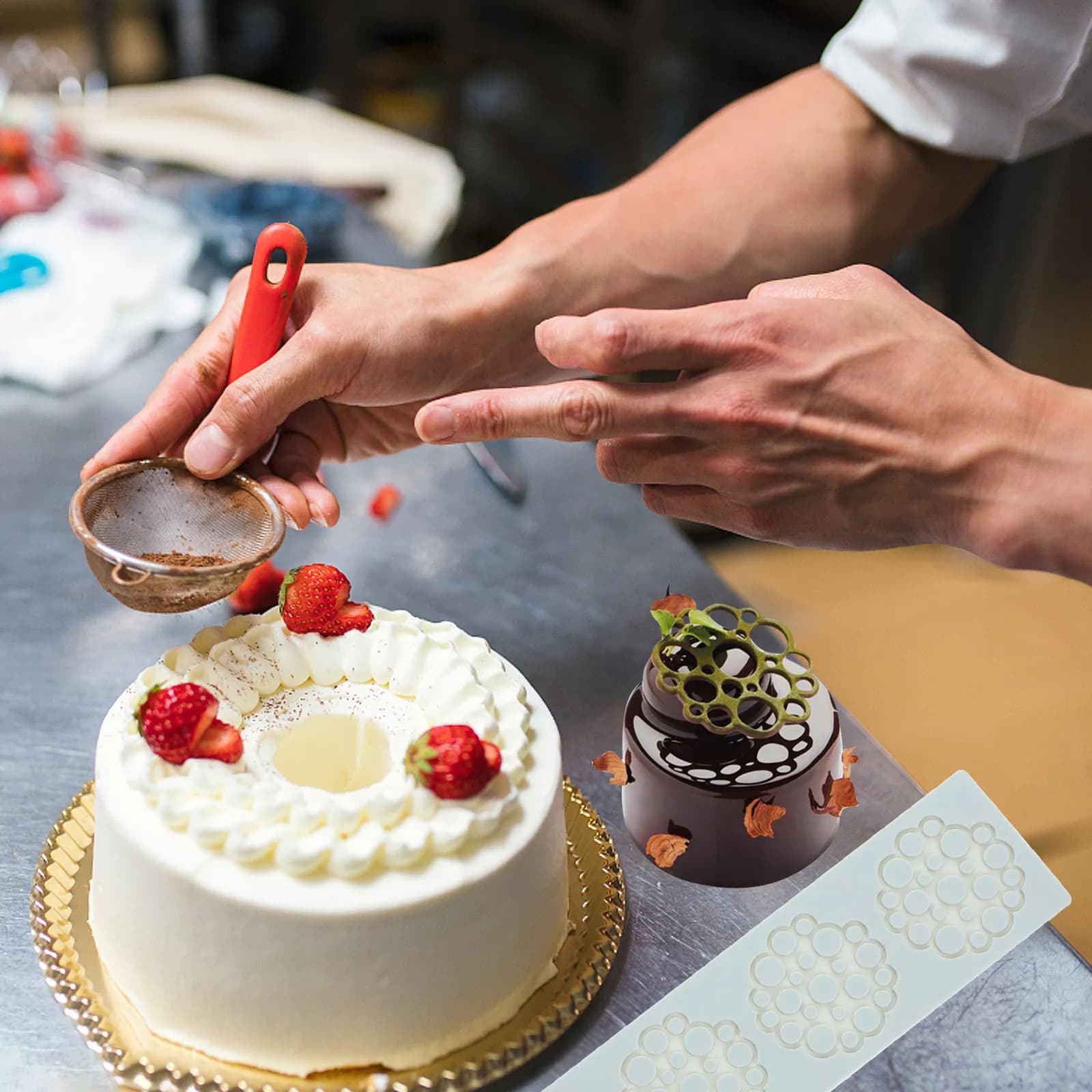Stampo in Silicone Rotondo per Dolci, Flessibile e Antiaderente, per Decorazione Torte, Biscotti, Argilla Polimerica e Lavori Artigianali