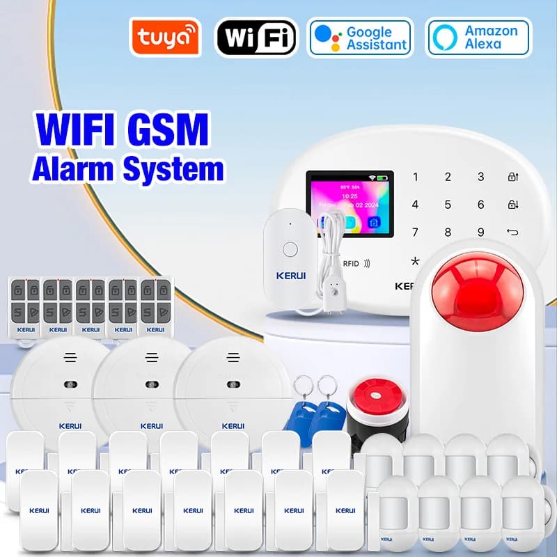 KERUI Allarmi antifurto Tuya APP Sistema di allarme di sicurezza domestica con telecomando Allarme WiFi GSM per rilevatori domestici 433 MHz IOS Android