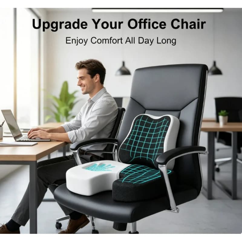 Cuscino Ergonomico in Memory Foam per Sedie da Ufficio e Casa, Supporto Lombare e per Anca, Ideale per Studenti e Prevenzione Emorroidi