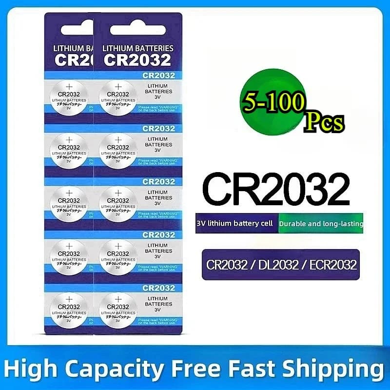 2-100PCS CR2032 pilas CR 2032 Batteria a bottone 3V Batteria al litio per orologio giocattolo Calcolatrice Auto Pulsante di telecomando Pellicola a bottone