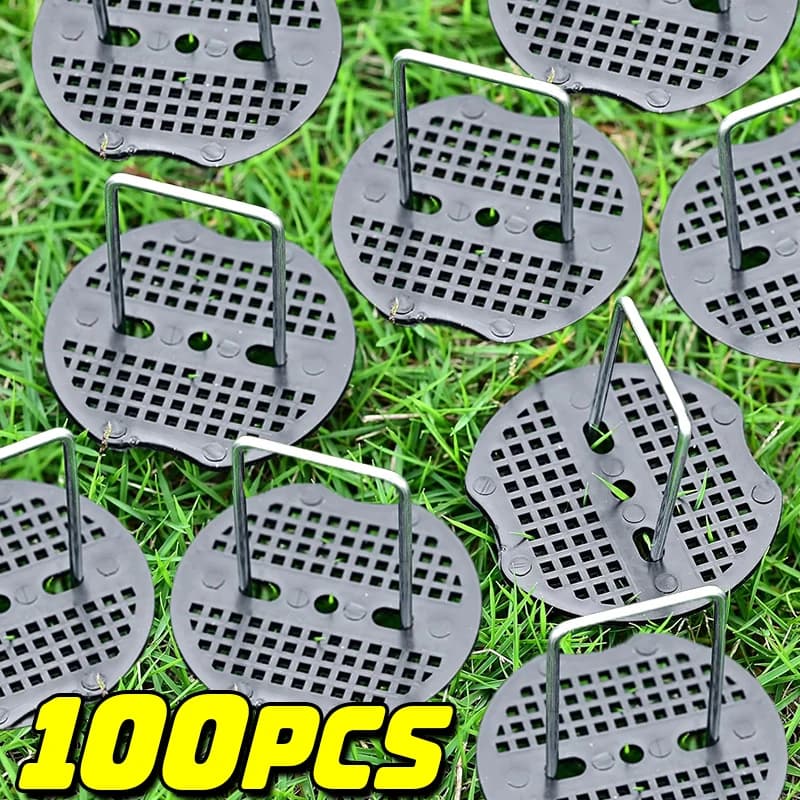 U-type Heavy Duty Galvanized Pins with Gaskets Landscape Staples Garden Stakes Spike Fence Stakes Turf Staple Tent Securing Pegs