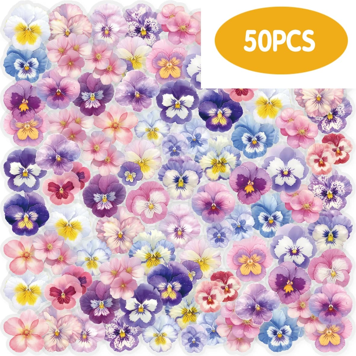 Etori Life Romantic Things 50 adesivi Monet Garden Pansy, adesivi dall'atmosfera delicata per quaderni, adesivi per laptop, valigie, chitarre, decorazioni per la stanza, accessori per l'ufficio, forniture per scrapbooking, artigianato fai da te, astucci per matite, tamponi per timbri, stagione di ritorno a scuola, adesivi per cancelleria, adesivi per bambini