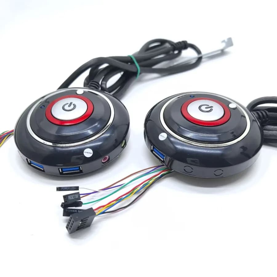 Cavo di ripristino dell'alimentazione del computer Pulsante interruttore on/off da tavolo Luce di stato a LED Microfono Microfono Cuffie Staffa di montaggio audio USB a 2 porte