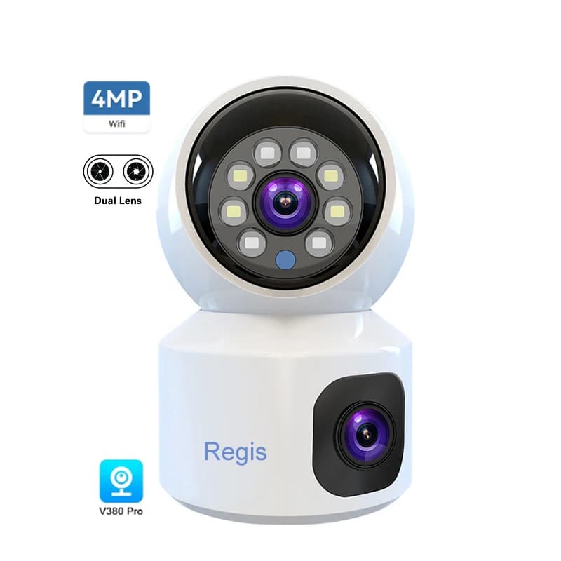 Regis V380 Pro Wifi Wireless 4G Sim Card Dual Lens 4MP IP Visione notturna CCTV Sicurezza domestica Baby Monitor PTZ Telecamera interna