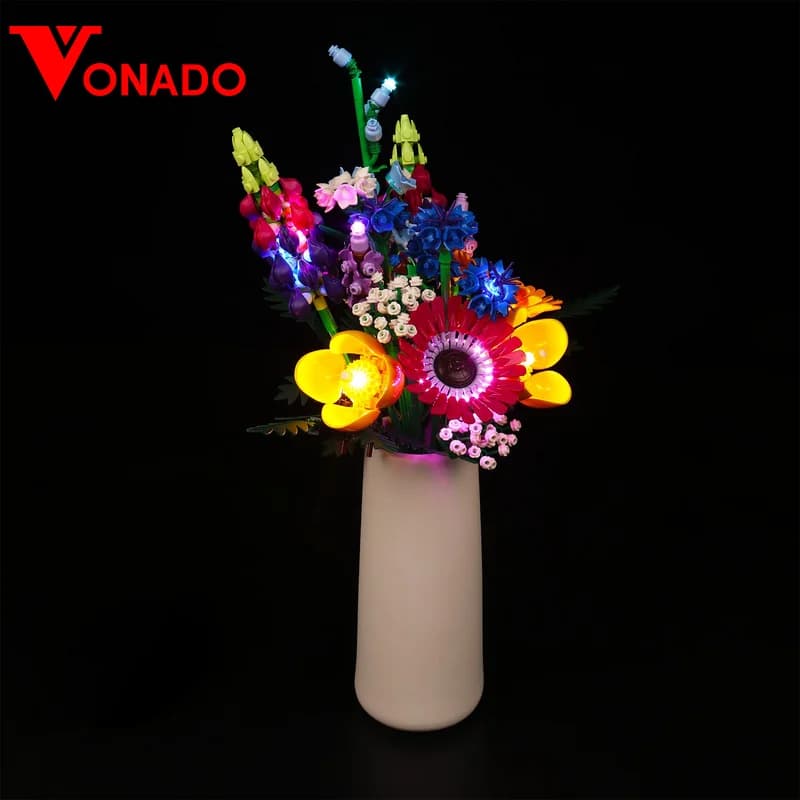 Vonado Luce LED per 10313 Bouquet di fiori di campo Illuminazione Solo giocattoli fai da te Lampada + Contenitore batteria (Non ​ Include il modello)