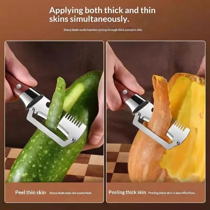 Pelapatate 3 in 1 con Lama Seghettata, Manico Ergonomico e Apribottiglie per Cucina Domestica