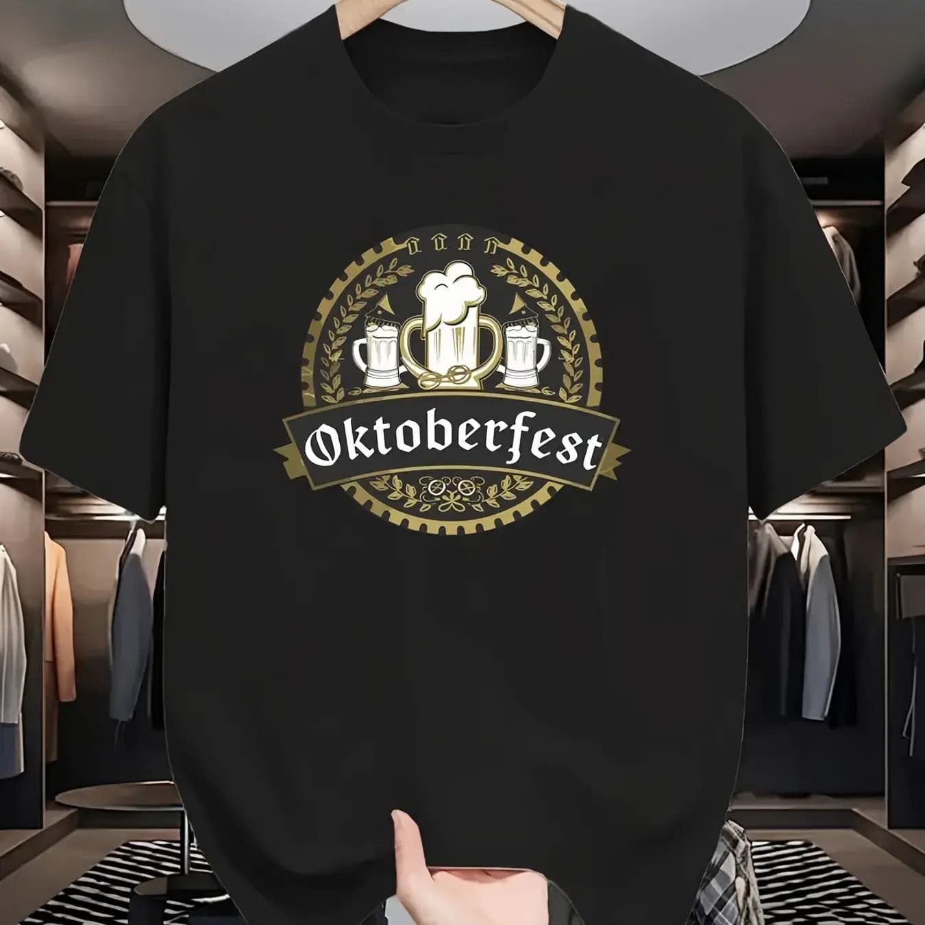 T-shirt grafica Oktoberfest da uomo, traspirante, traspirante, ad asciugatura rapida, girocollo con boccale di birra bavarese, abbigliamento da uomo