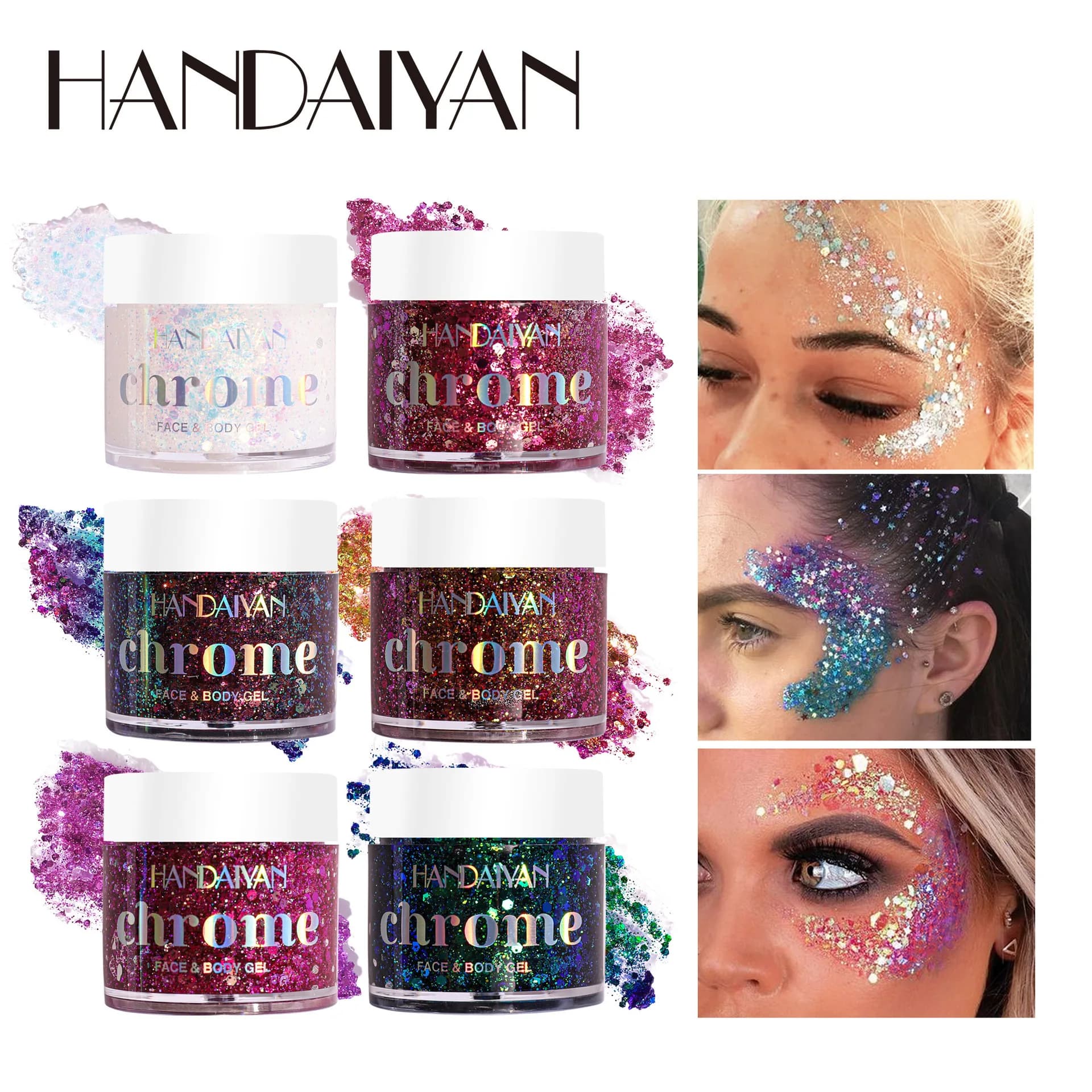 HANDAIYAN Ombretto in Gel Glitterato Effetto Camaleonte, Crema Shimmer con Paillettes per Trucco Viso, Cosmetici per Feste e Spettacoli, Vendita Calda