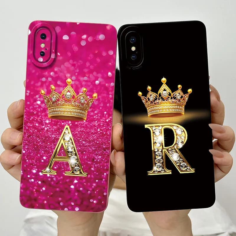 Per Apple iPhone X XR XS Max Custodia Corona Lettere Cover Custodia morbida in silicone liquido per Apple iPhone XS Max iPhoneX XR Fundas