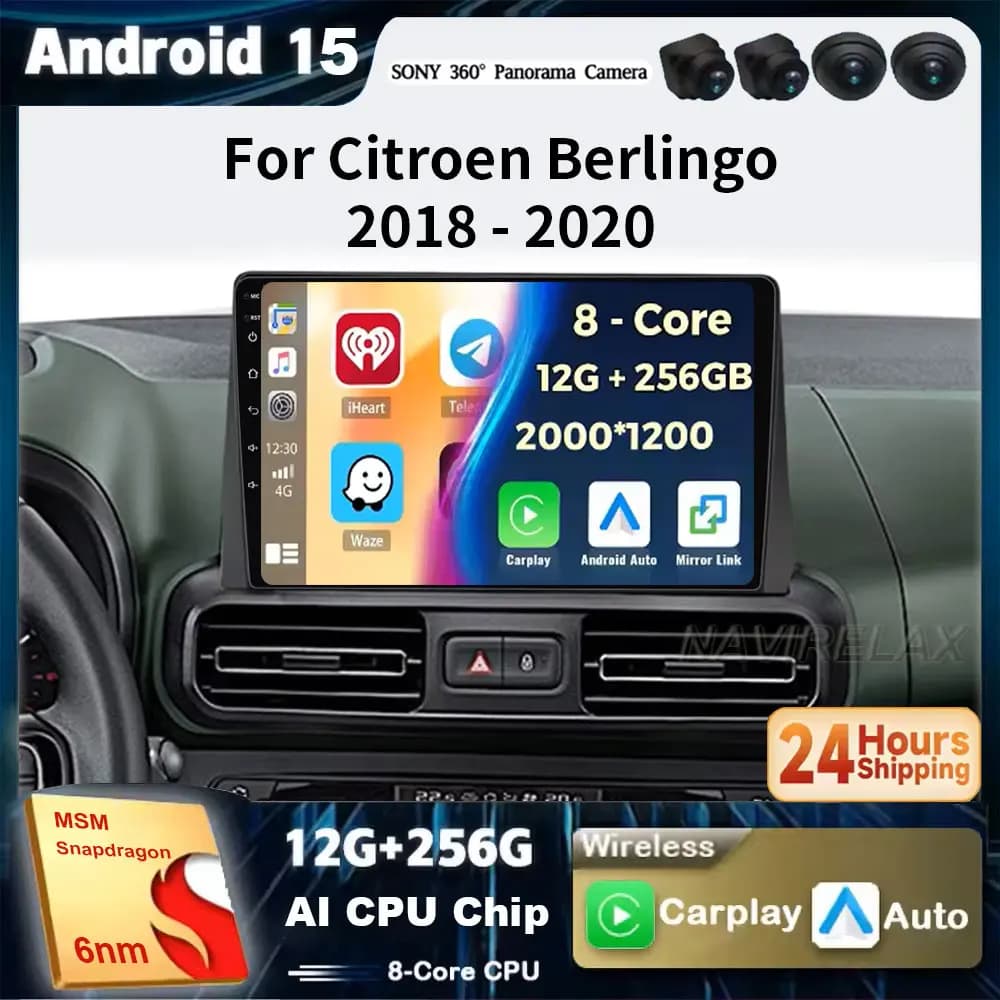 Android 15 Carplay Car Radio Stereo Multimedia Video Player For Citroen Berlingo 2018 2019 2020 2 Din autoradio Carplay 5G