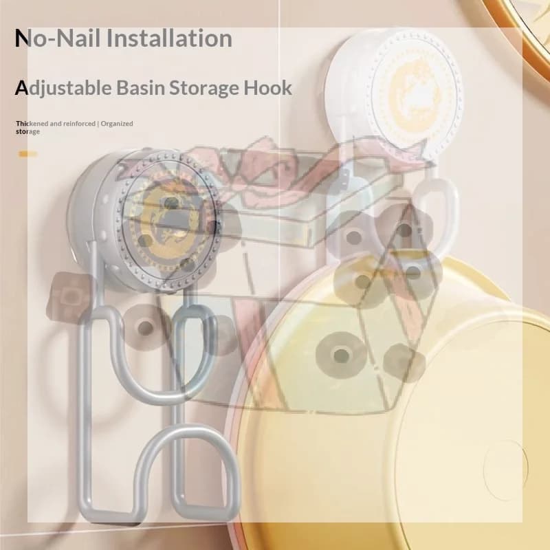 【CC】Vacuum Suction Cup Wash Basin Hook No Drill Adjustable Basin Storage Rack Removable Hangers For Bathroom Kitchen Household