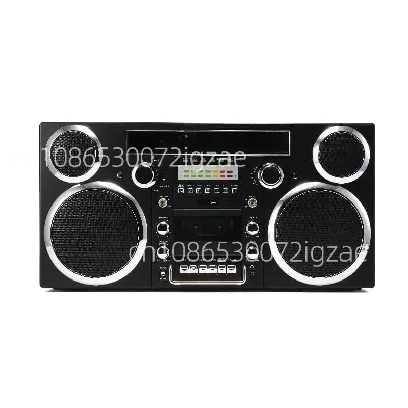 Retro Bluetooth Speaker with CD Player, FM Radio Karaoke Machine, RGB Light Portable Boombox for Home Party Gift