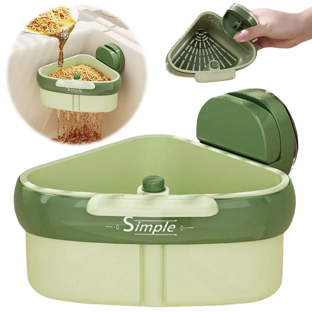 New Suction Cup Sink Drain Basket Household Fruit Washing Filter Basket Kitchen Triangular Sink Strainer For Food Waste