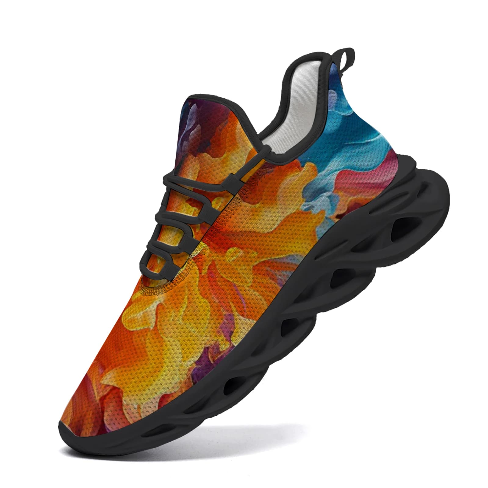 Sneakers casual personalizzabili con stampa a righe a contrasto, scarpe da corsa casual per giovani, scarpe in rete con lacci EUR36-48