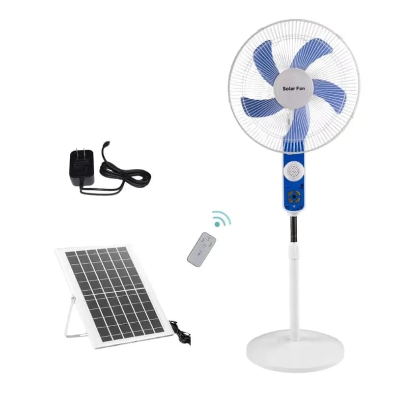 Ventilatore solare di raffreddamento in piedi con piedistallo di emergenza ricaricabile oscillante portatile con pannello solare