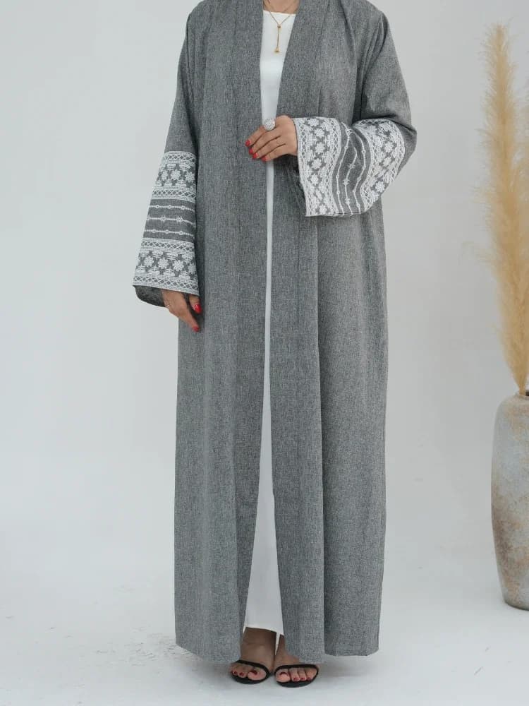 Cardigan ricamo abiti Eid donne musulmane Lace Up abito lungo Ramadan marocco Dubai Jalabiya Abayas caftano Islam Abaya Vestidos