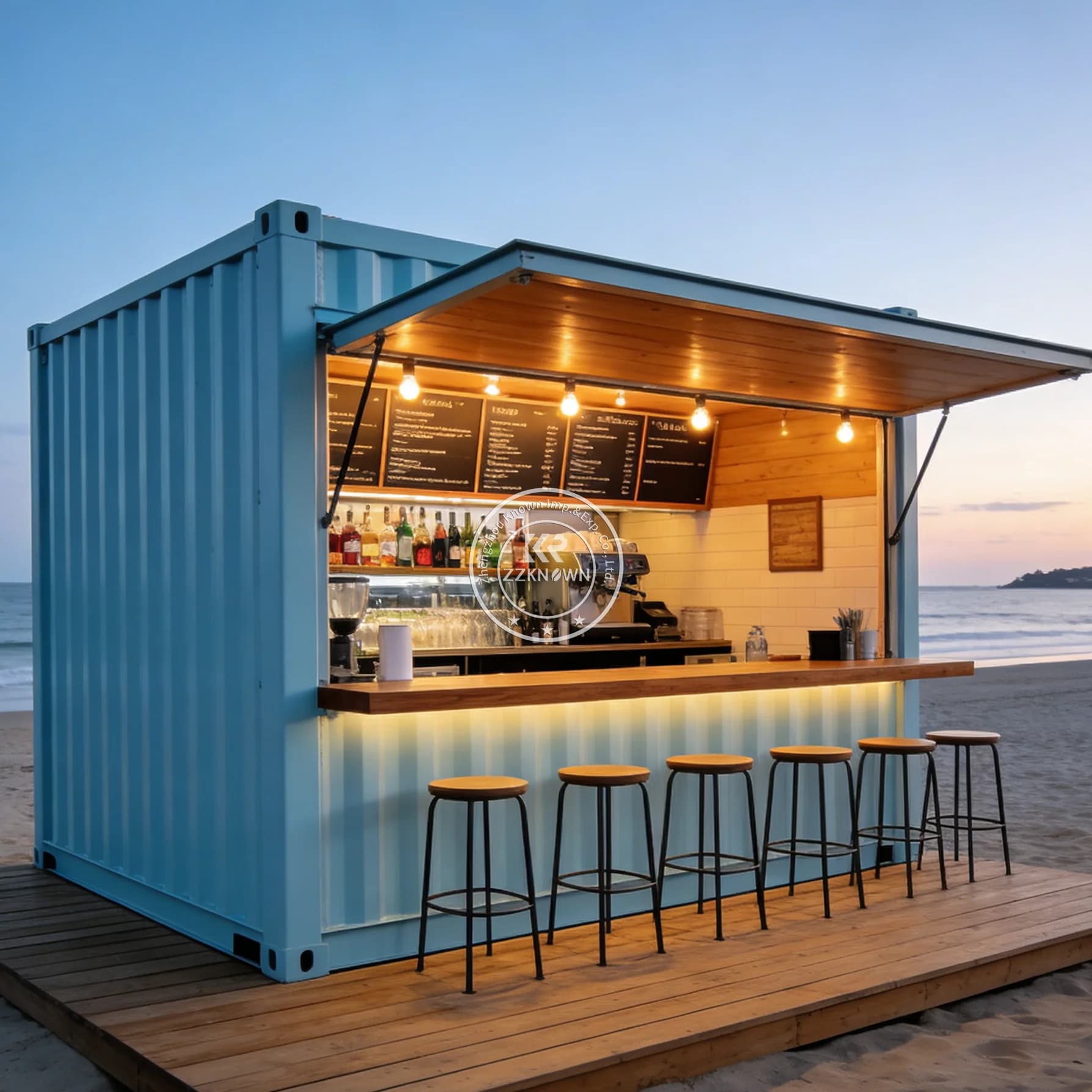 Container Bar e Ristorante Mobile per Esterni Completamente Attrezzato per Fast Food su Strada