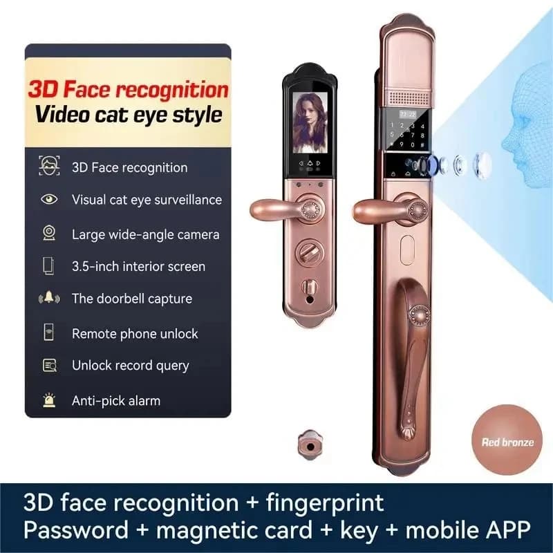 Serratura automatica europea per cancello della villa, riconoscimento facciale, codice di accesso per impronte digitali, sblocco, telecomando Tuya Wifi, serratura per porta Smart Home