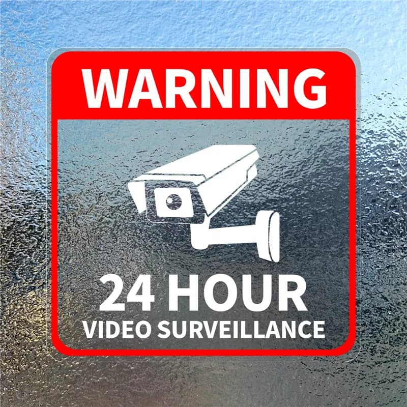Adesivo di sicurezza di avvertimento impermeabile da 6 pollici Videocamera 24 ore Avvertimento di sicurezza per porte e finestre Protezione solare Decalcomanie in vinile Segnali di avvertimento