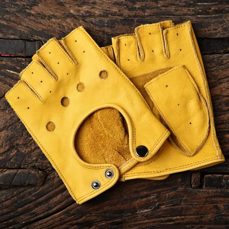Genuine leather gloves with half fingers breathable motorcycle gloves wear resistant Fitness outdoor