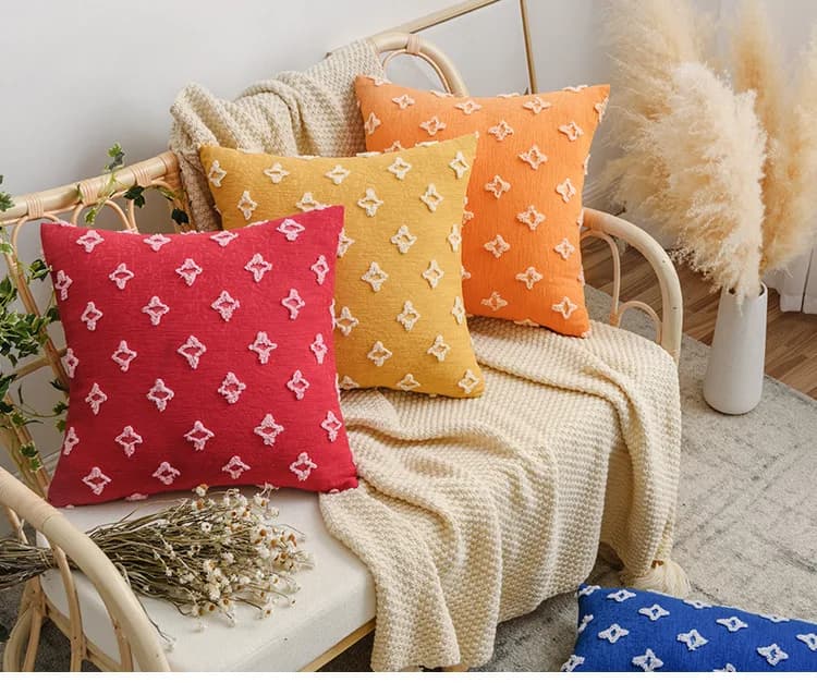 fodera per cuscino con motivo a stella ricamata, federa per cuscino, decorazione per divano