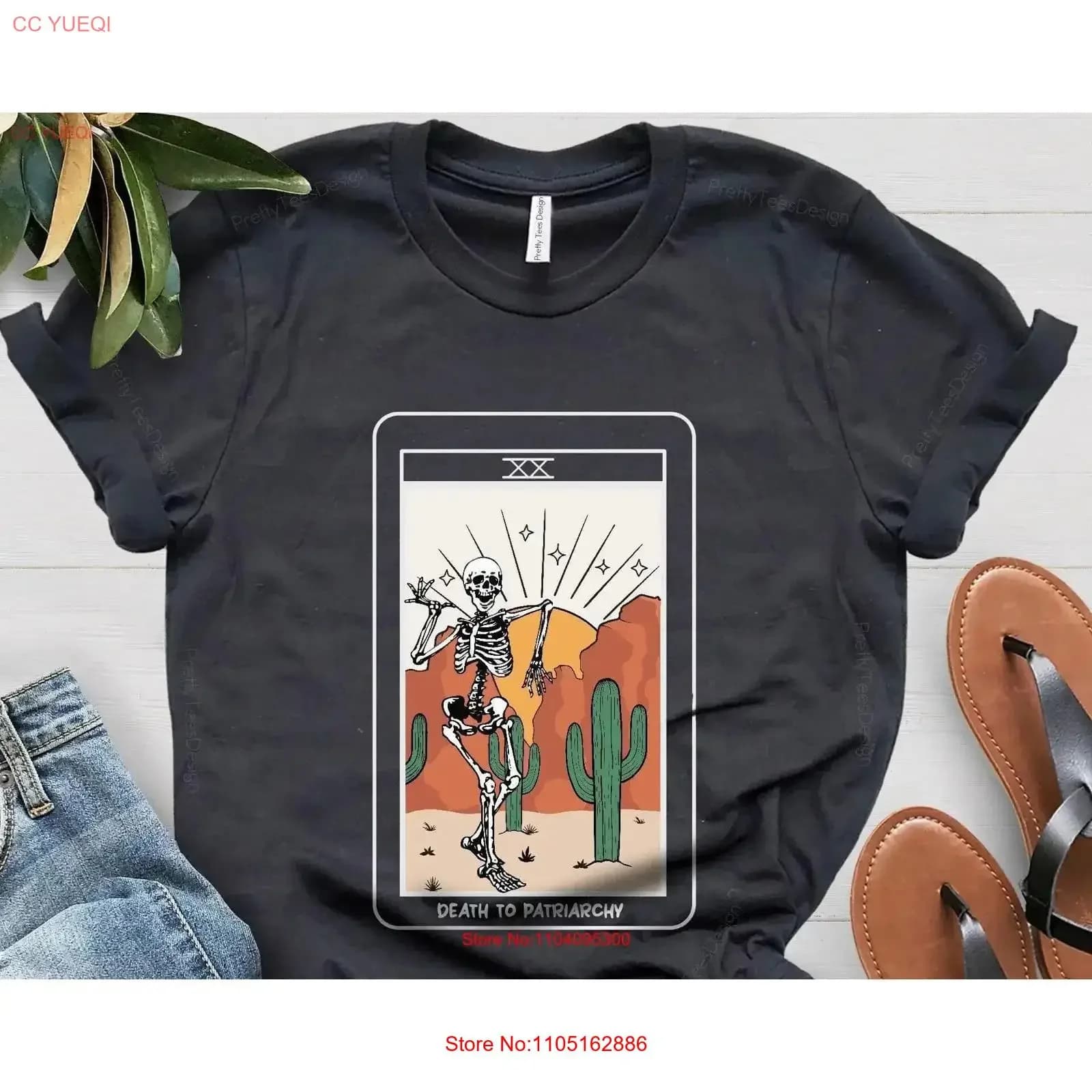 Maglietta di Halloween FeminisT Morte della Patriarchia Carta dei Tarocchi vintage Lavata Elegante Confortevole grafica di moda homme Versatile