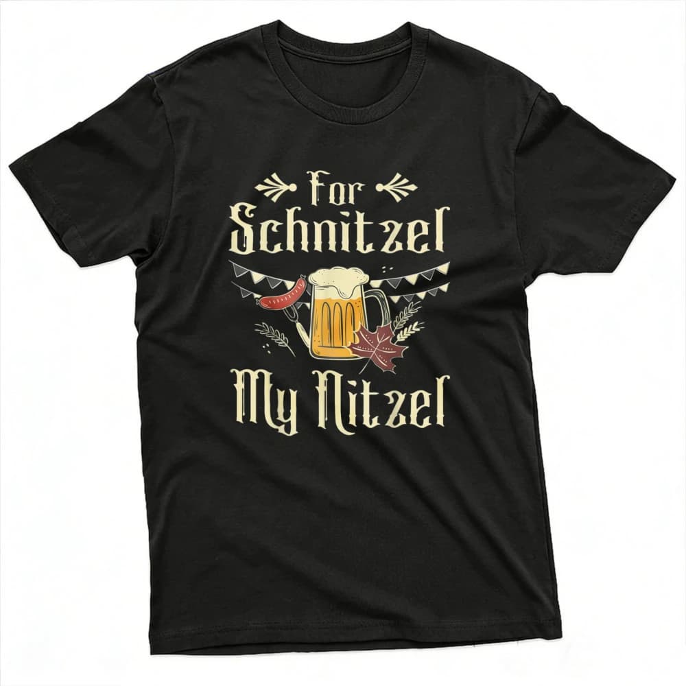 T-Shirt da Uomo in Cotone a Maniche Corte per l'Oktoberfest, con Stampa Schnitzel My Nitzel Beer Mug Sausage, Stile Casual Estivo, Idea Regalo per Feste