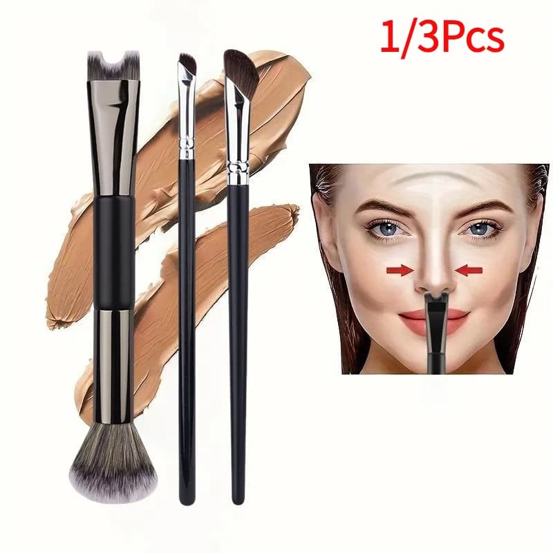 ＆Precision Nose Contour Brushes 1 3 Pcs Dual Ended Angled Eyeshadow Applicator Perfect For Daily Makeup And Quick Touch Ups