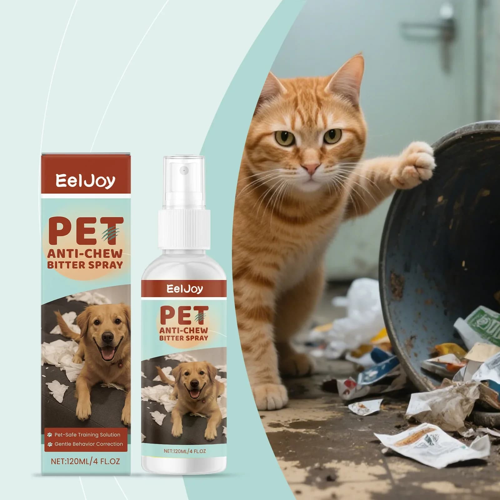 EELJOY Cat Dog Masticare Stop Spray Delicato Senza Morso Addestramento Cucciolo Gattino Comportamento Correttore Pet Sicuro Anti Masticazione Deterrente Mobili