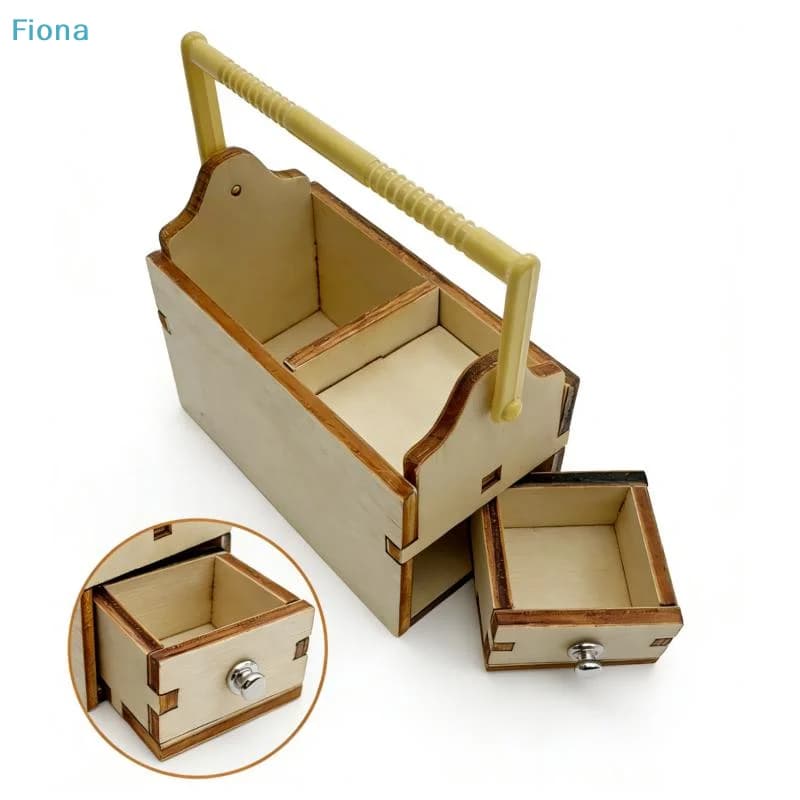 ✔1/12 Dollhouse Mini Wooden Toolbox Tools Chest With Drawer Dollhouse Storage Box Model Dollhouse Workshop Decor Pretend Play