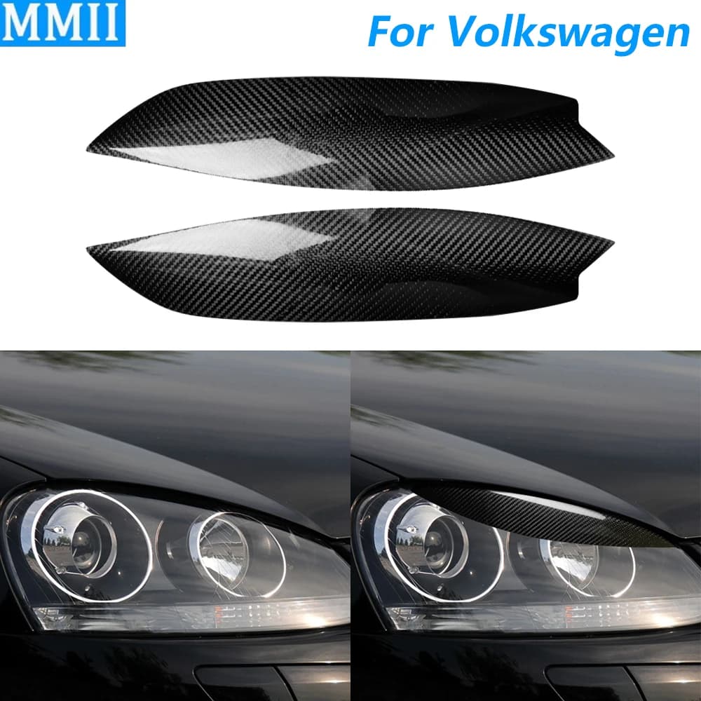 For Volkswagen Golf 5 Jetta R32 MK5 Sagitar 2006-2011 Royal Carbon Fiber Headlight Front Palpebra Eyebrow Cover Car Accessories