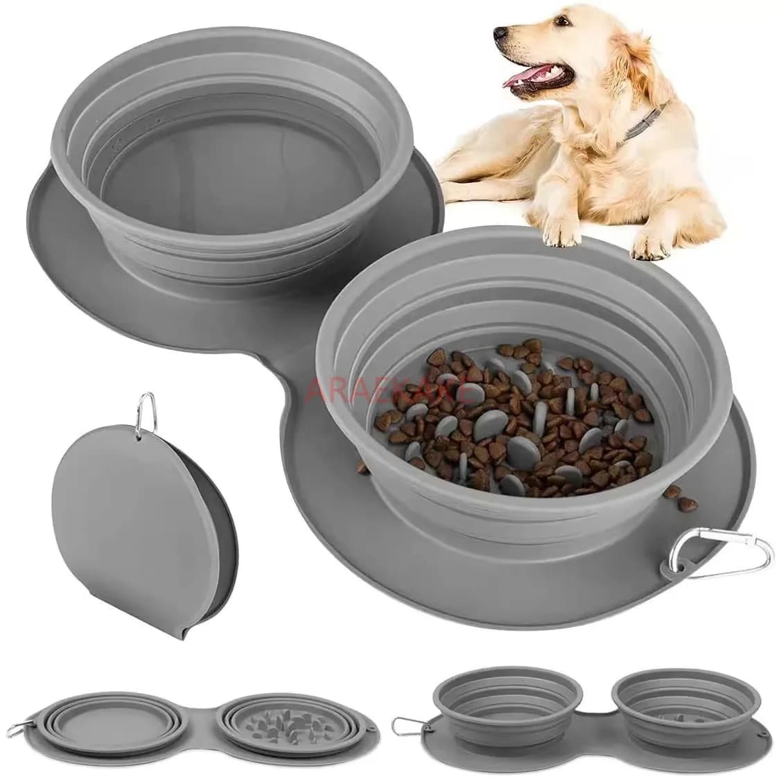 1pcs Dog Portable Bowl Outdoor Pet Food Bowls Foldable Not slip Anti Slowly Feed Silicone Cat Travel Bowl Pet Supplies