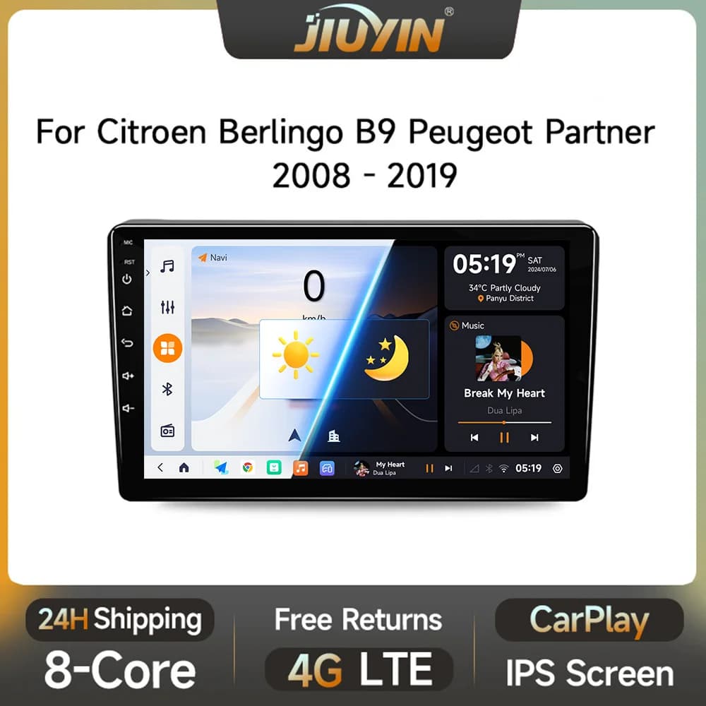 JIUYIN For Citroen Berlingo B9 Peugeot Partner 2008-2019 Car Radio Multimedia Navigation 2din Android Autoradio CarPlay Stereo