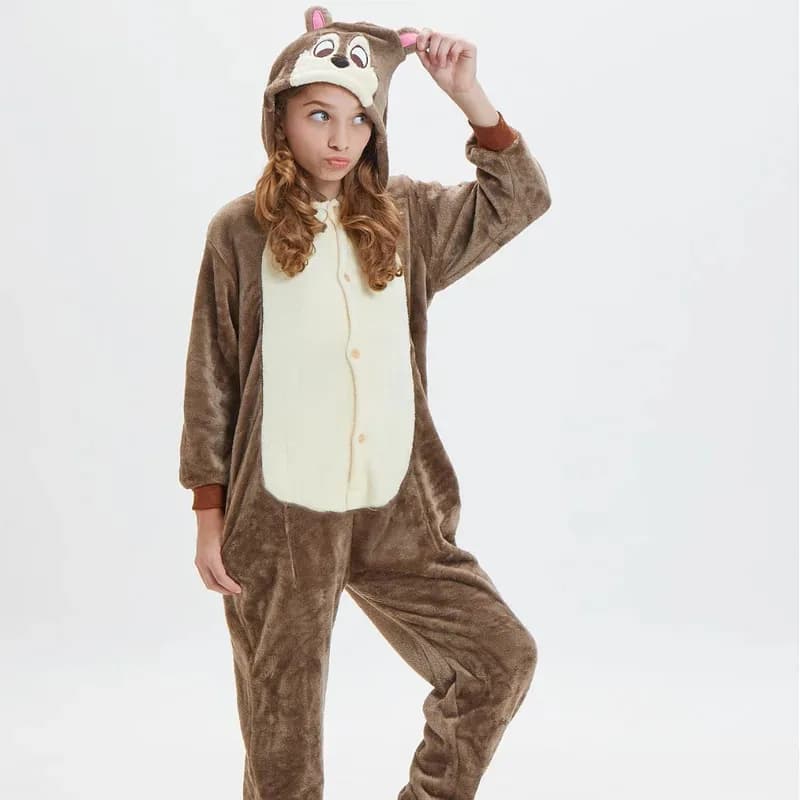 Chipmunk Chip Long Sleeved Suit Animal Boys Girls Pijama with Hood Casual Homewear Autumn Winter Homewear for Kids