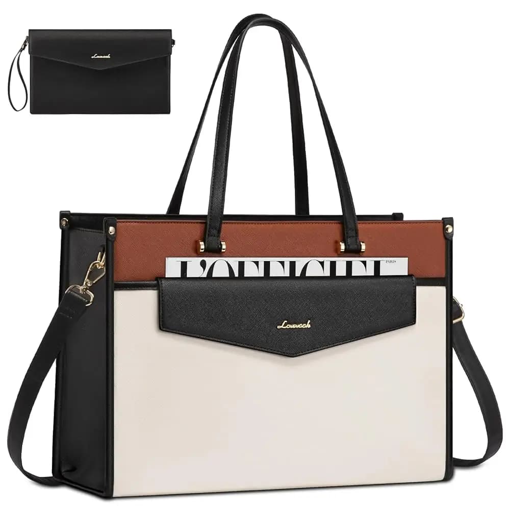 Borsa per Laptop da Donna, Borsa Tote per Laptop da 17.3'' 2-in-1, Borsa da Lavoro Professionale, Valigetta con Pochette, Impermeabile