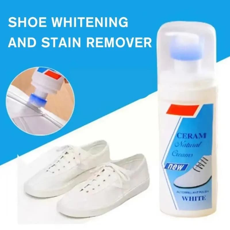 Crema sbiancante per la pulizia delle scarpe bianche da 100 ml Smacchiatore con spazzola per scarpe da ginnastica Pulizia rapida Nessun lavaggio Agente detergente rapido Pulito