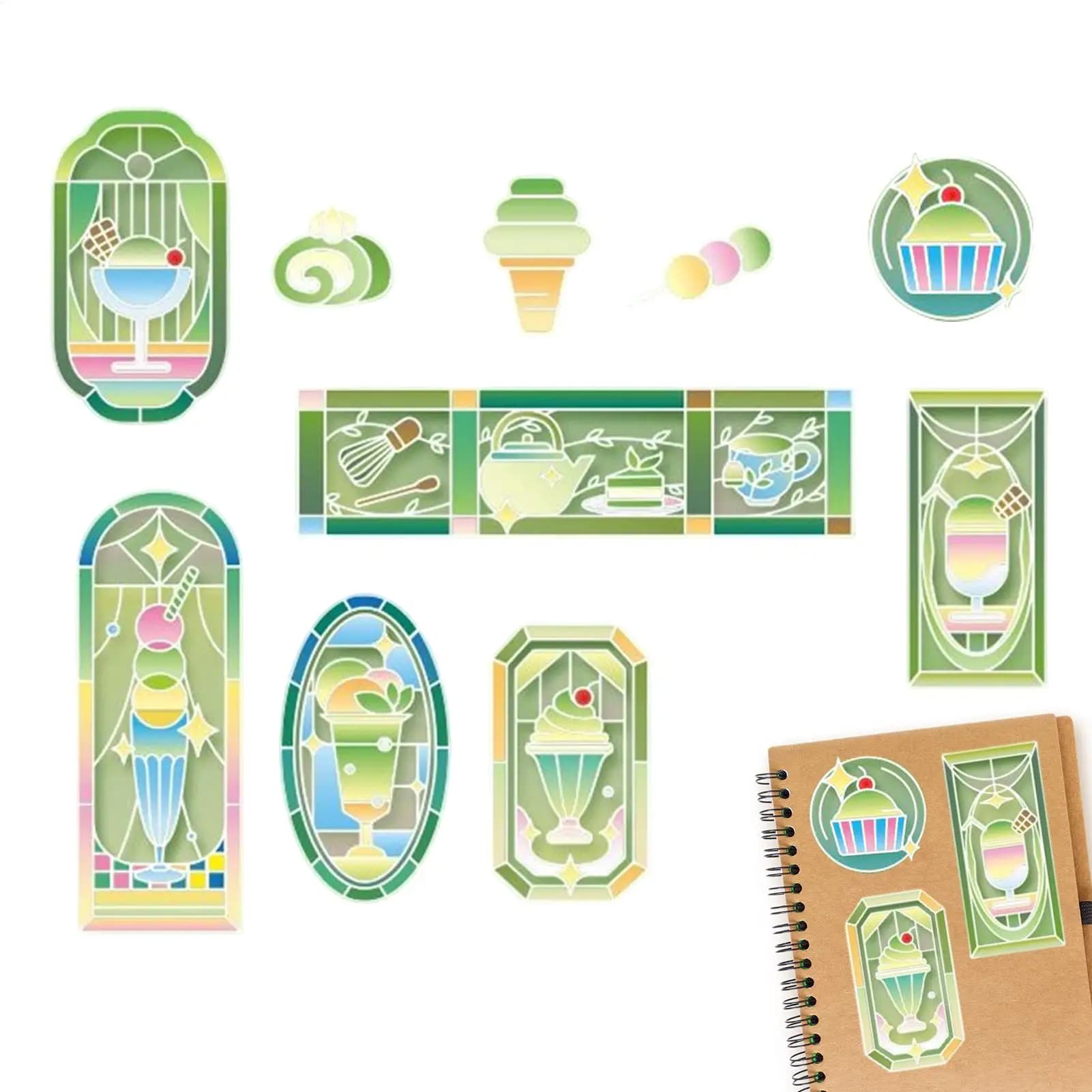 Aesthetic Journal Stickers Transparent Tea Party Theme Decals Scrapbooking Decals For Stationery Photo Album Picture Frame