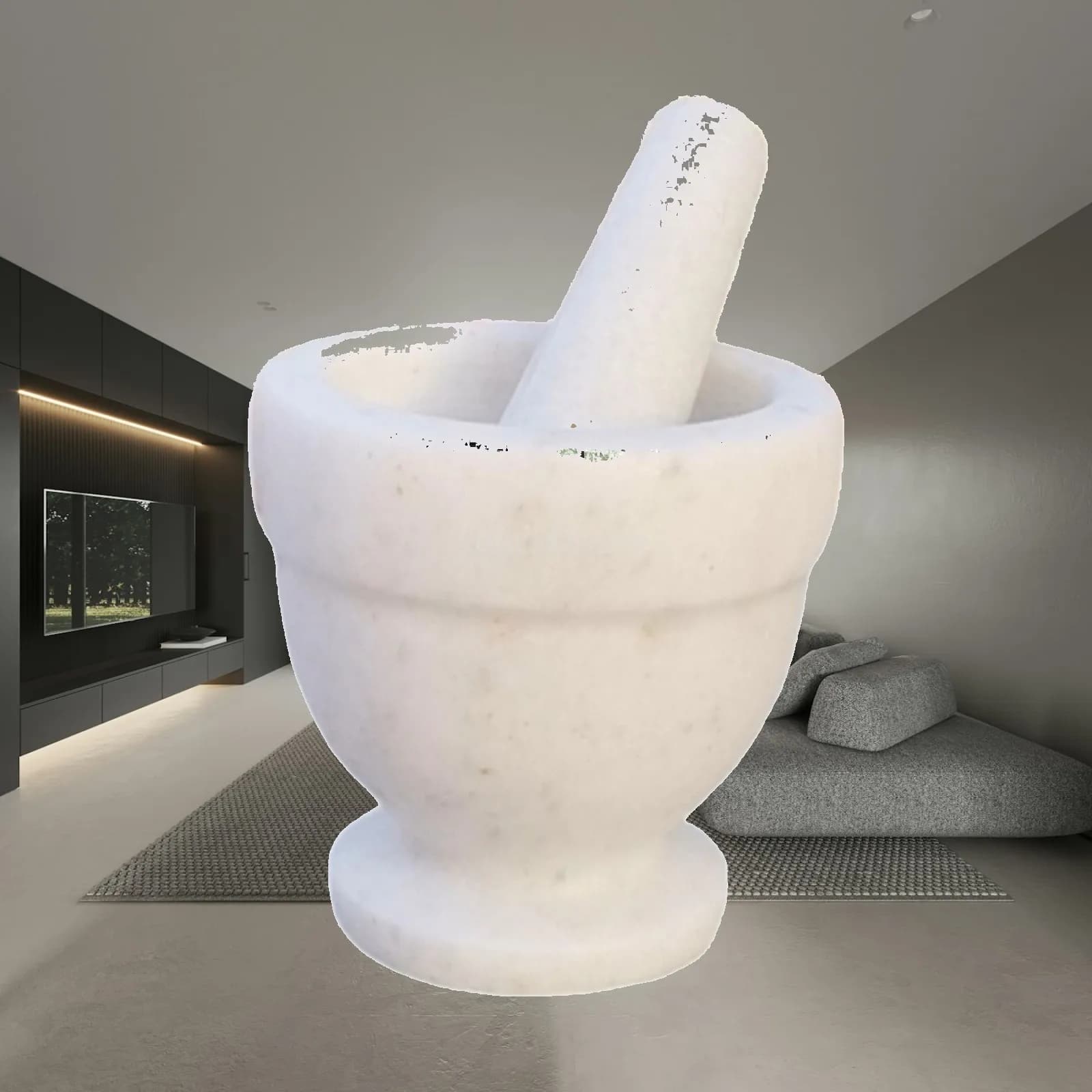 Premium Marble Mortar with Pestle Small Garlic Grinder Home Spices Herbs Chopper Bowl for Kitchen