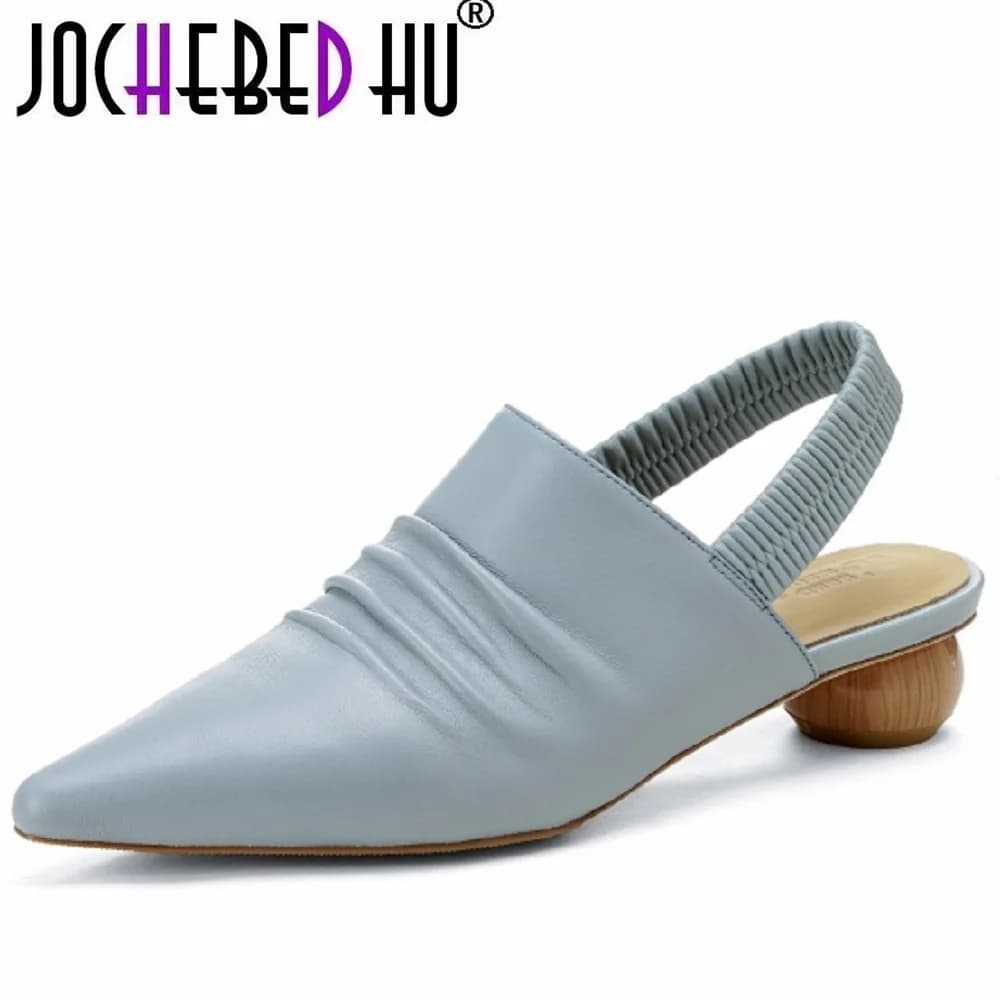 【JOCHEBED HU】Nuove scarpe con zeppa in vera pelle fatte a mano da donna, pantofole da donna con punta a punta, sandali con tacco da donna