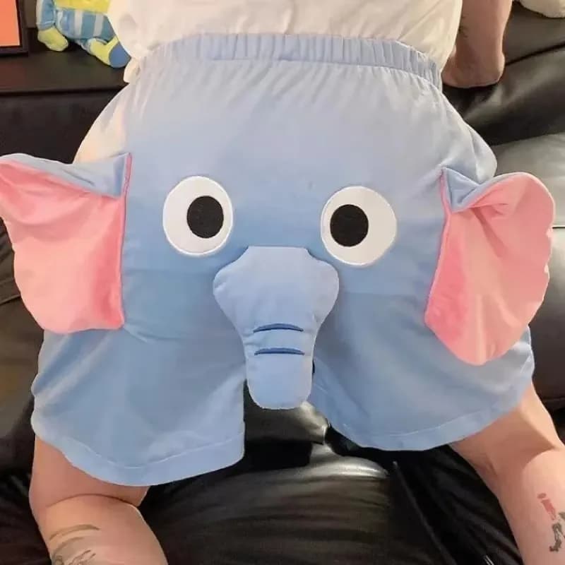 Pantaloncini di design 3D Cartoon Elephant Decor Coppia Pantaloncini da pigiama Morbidi e traspiranti Pantaloncini da notte per la casa estivi unisex per il massimo comfort