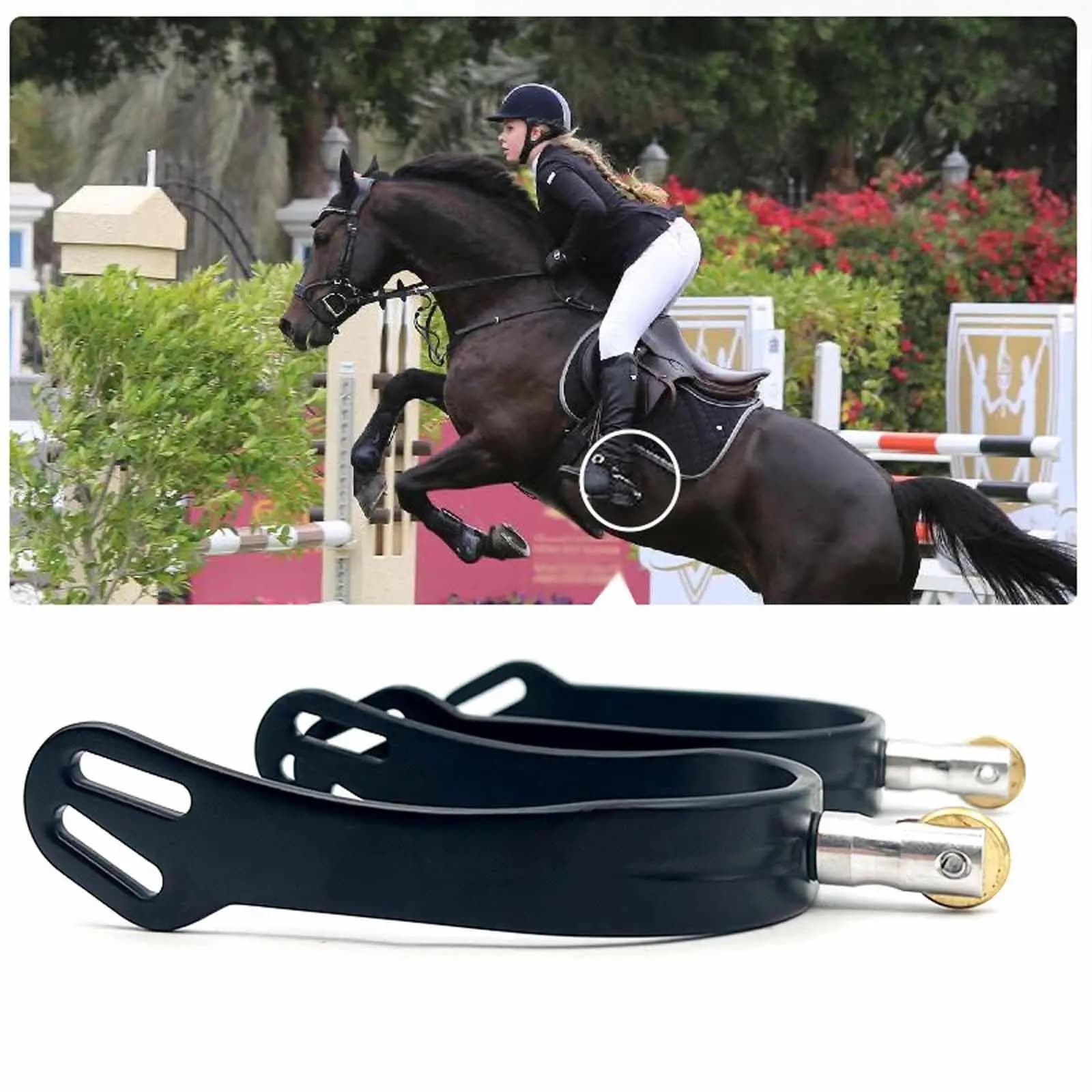 2Pcs Horse Spurs Equipment Equestrian Gear Boot Spurs with Rotatable Rowel English Roping Spurs for Rider Training Equestrian