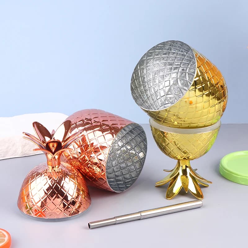 Pineapple Cups Tumbler Plastic Cocktail Drinking Winebowl Mugs Plastic Cup Cocktail Fruit Cup Uice Beer Pineapple Cups Bar Tools