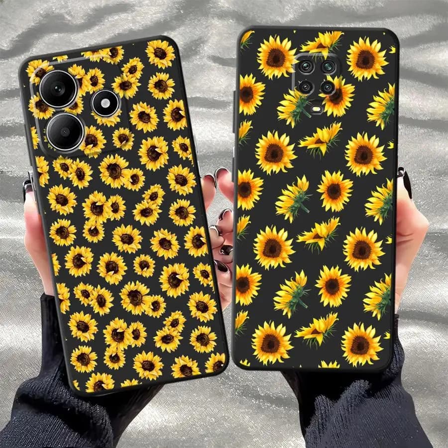 Custodia Morbida per Xiaomi Poco C71 C85 X3 NFC F5 F3 X4 X3 Pro F4, Cover Posteriore per Telefono, Motivo Girasole Soleggiato
