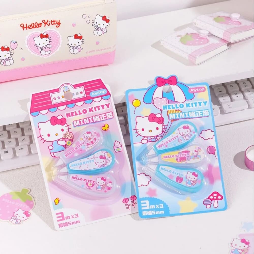Genuine Hello Kitty Correction Tape Sanrio Kawaii White Out Roller 5mm 30m/3m Option for Student Notes Planner Office
