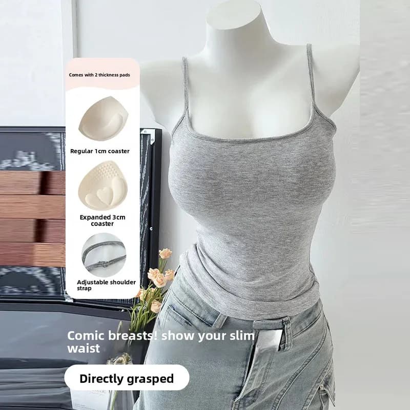 Top sottoveste da donna Pure Beauty con imbottitura sul petto, design slim e schiena scoperta, senza maniche, per l'estate