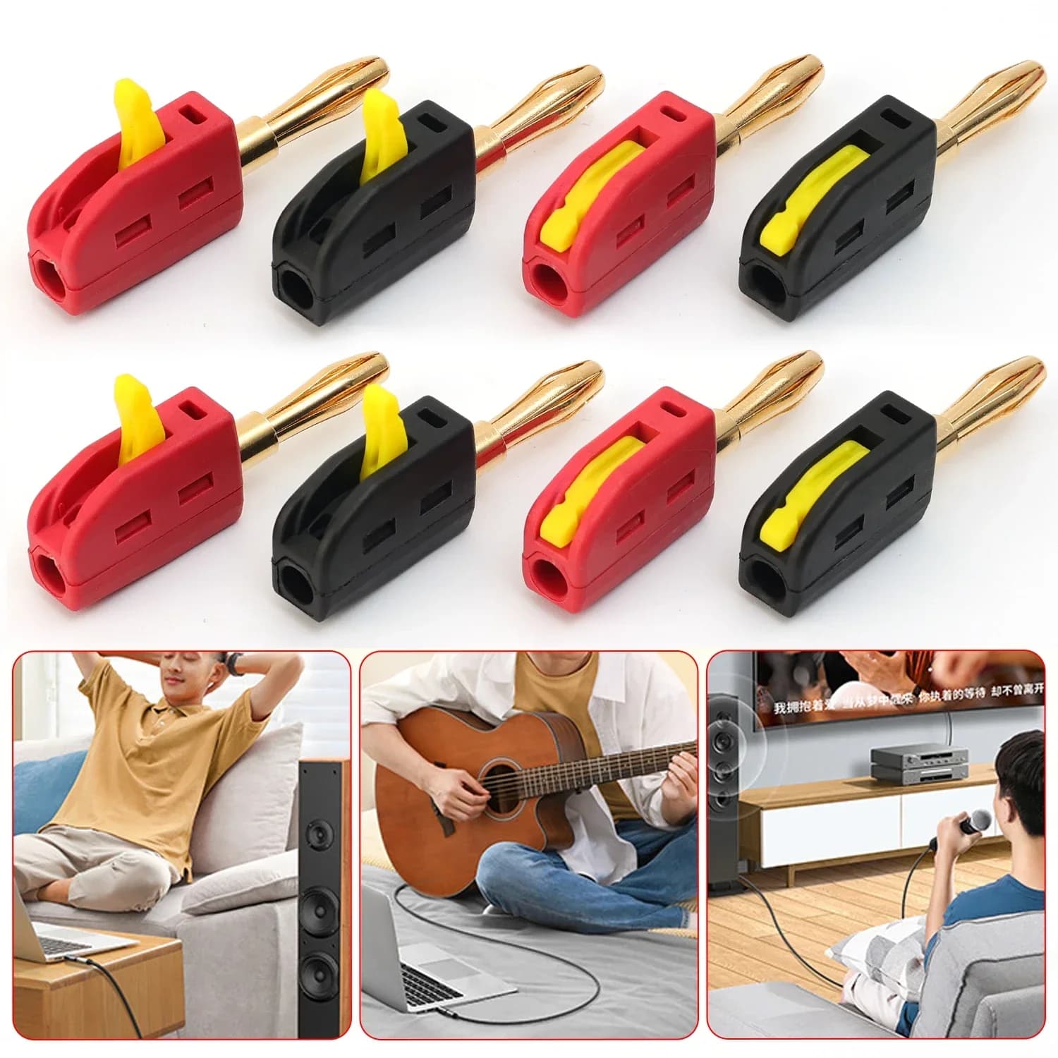 1-6PCS Portable 32A 4mm Banana Plug Solderless Quick Connect High Current Gold-Plated Connectors Audio Copper Speakers Amplifier audiophile
